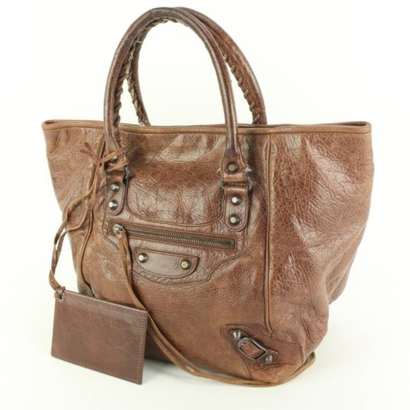 Balenciaga Brown Leather The Sunday Tote 61bl55s - Picture 2 of 12